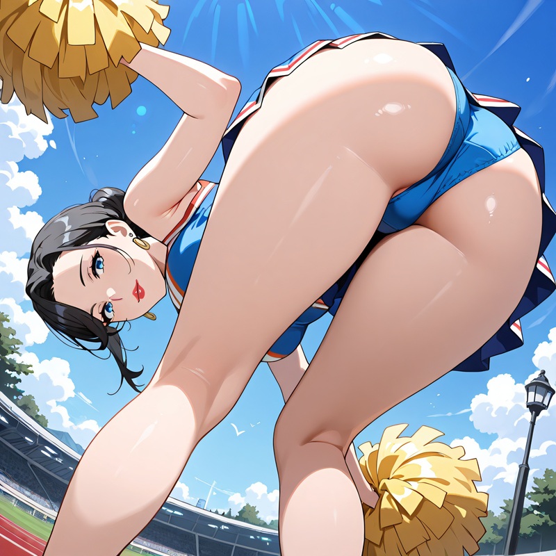Sexy anime khoe mông trong quần yoga tight, tư thế squat