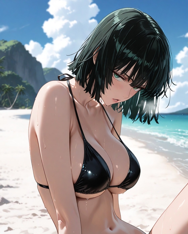 Ngồi xổm Hentai Fubuki hai tay mở rộng, ánh mắt dâm đãng.
