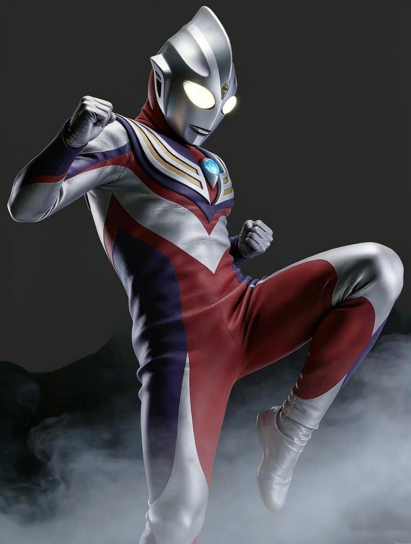 Nhân vật nữ Ultraman pose nhảy cao đá bay
