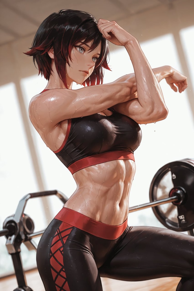 Ảnh Anime Gym Girl áo mỏng lộ núm vú
