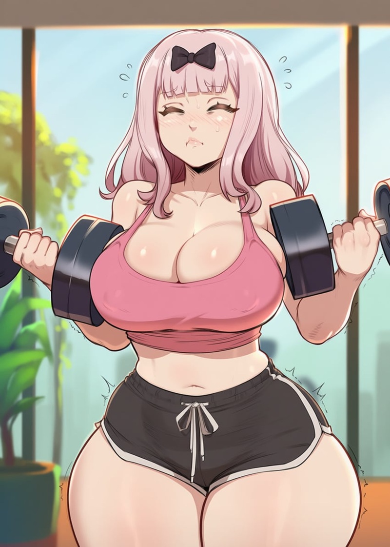 Ảnh Anime Gym Girl ngực ép sát áo mỏng