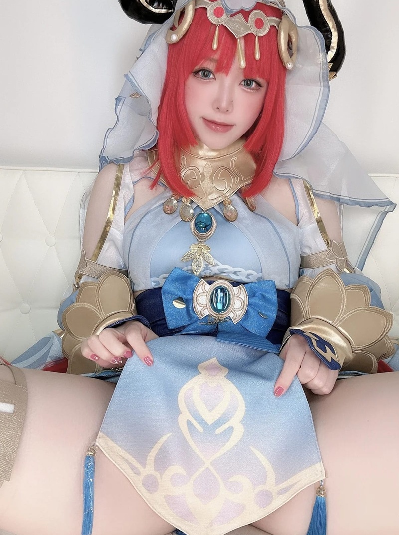 Ảnh cosplay Nilou mặt ahegao cực dâm