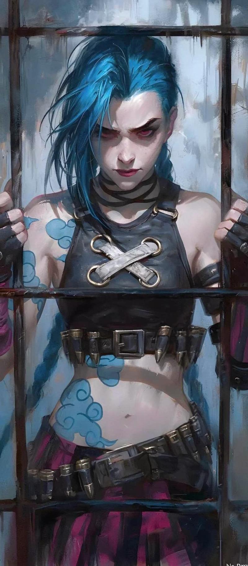 Jinx League of Legends phong cách anime hành động