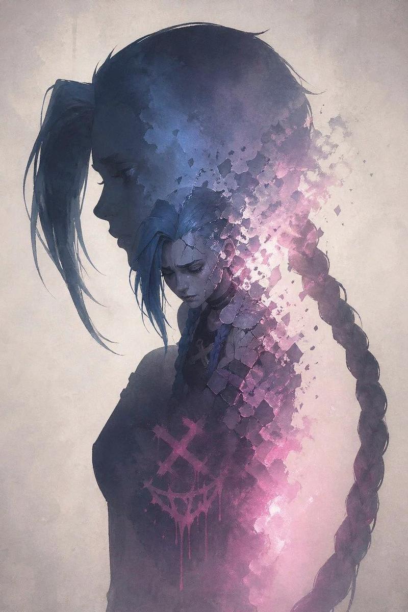Jinx tóc rối bù mắt điên khoe nụ cười nguy hiểm
