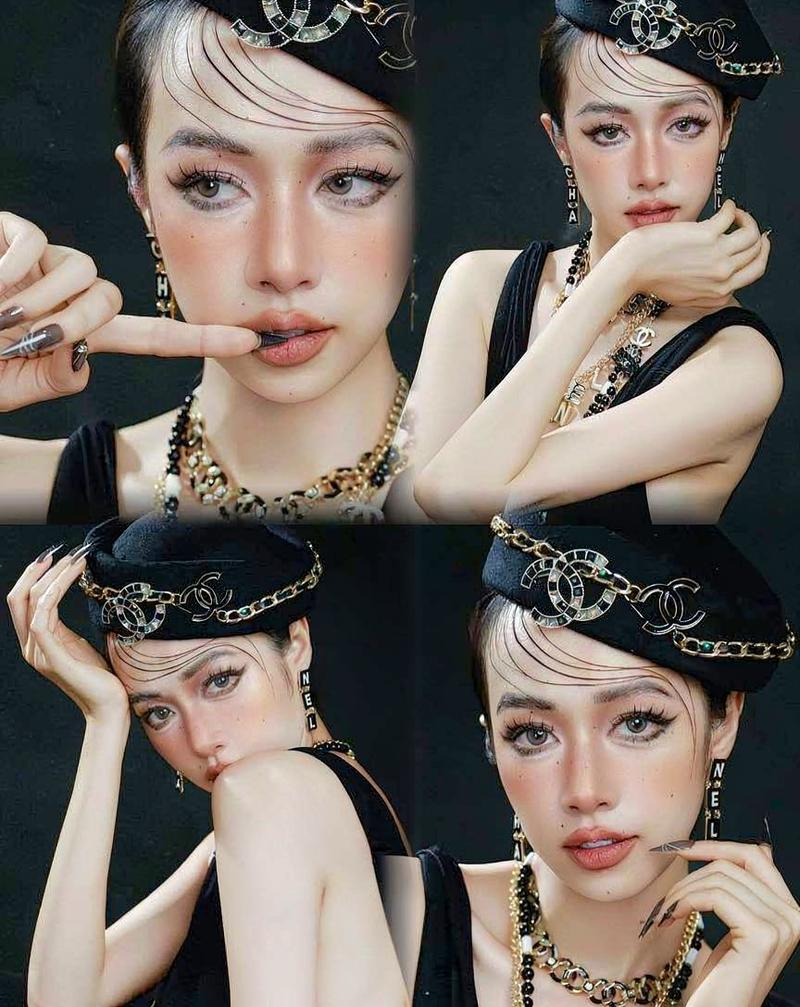 Gái xinh pose đứng dựa tường đường phố