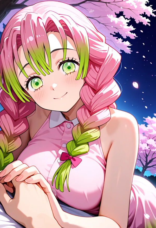 Ảnh Mitsuri Kanroji với phong cách anime đầy màu sắc